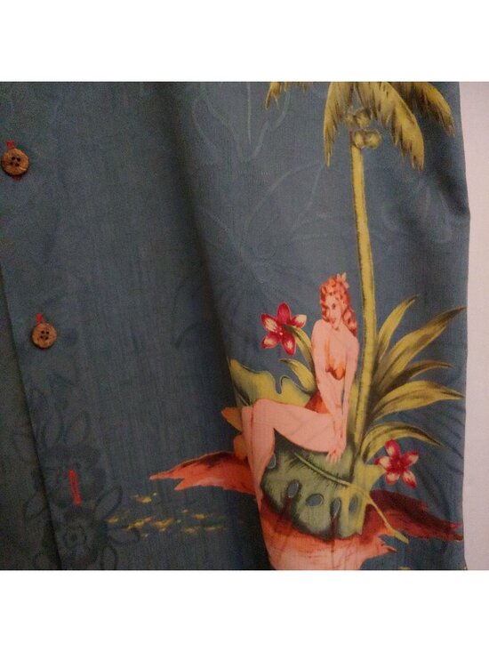 Tommy Bahama Other - Tommy Bahama 100% Silk Blue Mens Short Sleeve Sexy Woman Button Shirt Small